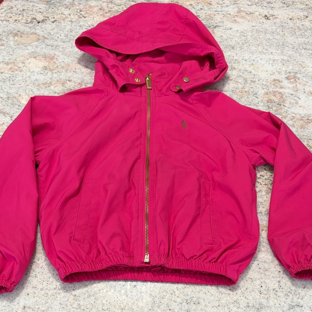 Polo Pink Hooded Jacket with Gold Zipper